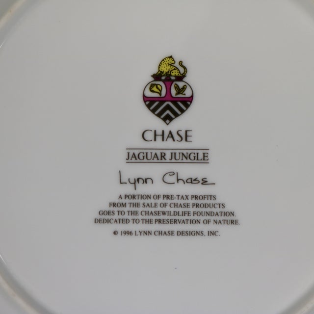 1990s 1990s Lynn Chase Designs Jaguar Jungle Fern & Jaguar 24k Rim 9 1/8" Luncheon Plate For Sale - Image 5 of 7