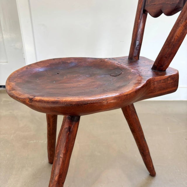 Wood Antique Wooden Farmhouse Tripod Chair, 1900s For Sale - Image 7 of 11