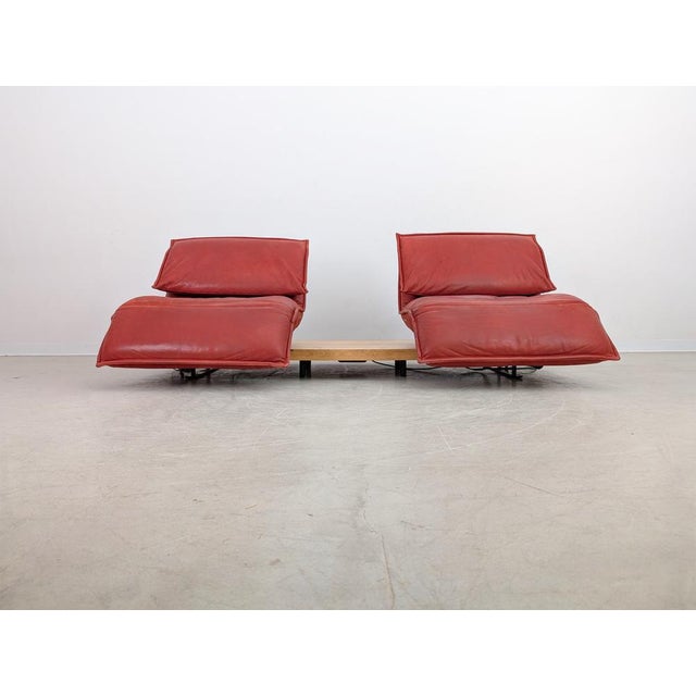 Free Motion 2-Seater Sofa in Oak and Red Leather from Koinor For Sale - Image 4 of 18