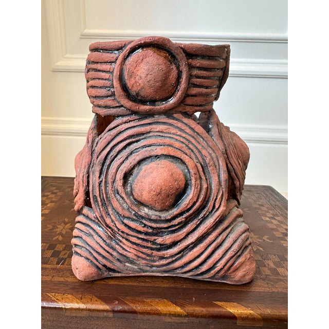 1970s Vintage 1970’s Signed Pierced Terracotta Vessel, For Sale - Image 5 of 12