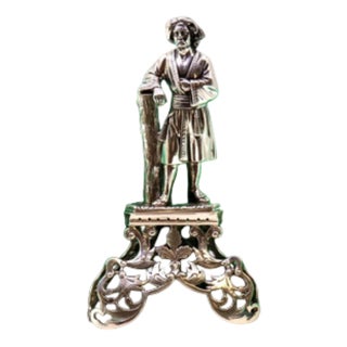 Silver Toothpick Holder with Turkish Nobleman on a Tripod-Shaped Pedestal Supported by a Tree Trunk For Sale