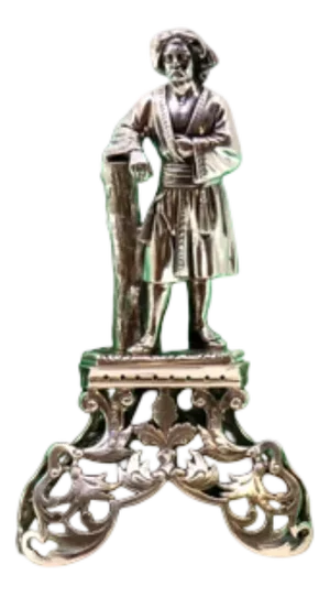 Silver Toothpick Holder with Turkish Nobleman on a Tripod-Shaped Pedestal Supported by a Tree Trunk