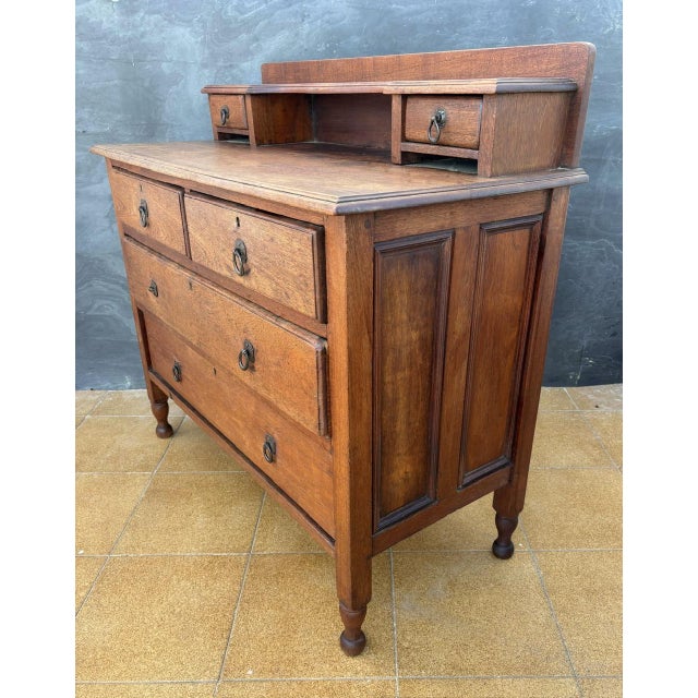 1930s Vintage English Oak Chest of Drawers, 1930s For Sale - Image 5 of 10