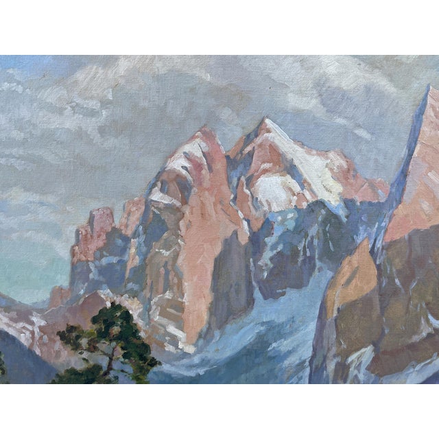 Eibsee and Zugspitze, Herzberg-Schönwald, 1923, Oil on Canvas For Sale - Image 13 of 17