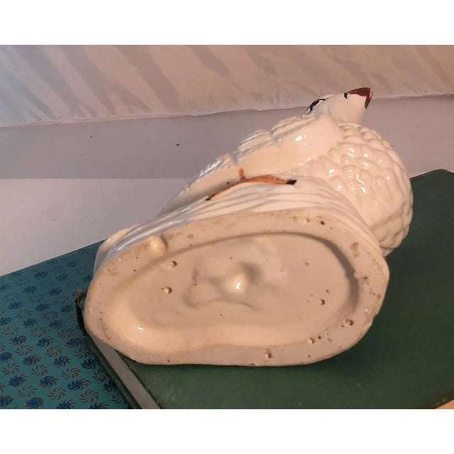 Late 20th Century Vintage White Dove Bird Bank Pottery Figurine For Sale - Image 5 of 6