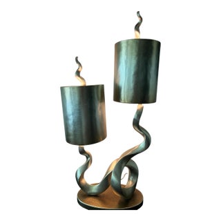Twin Flame Sculpture Lamp For Sale