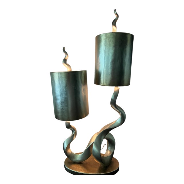 Twin Flame Sculpture Lamp For Sale