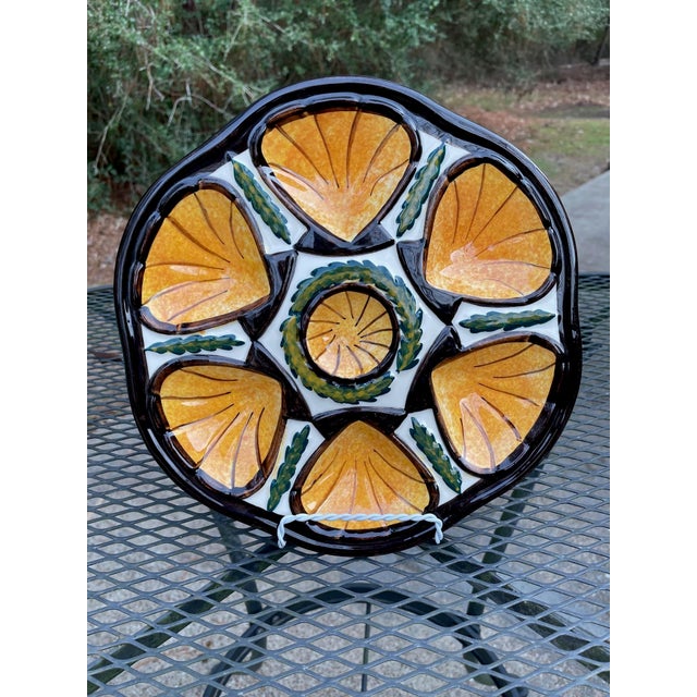 1950s French Saint Jean De Bretagne Majolica Oyster Plate For Sale - Image 15 of 15