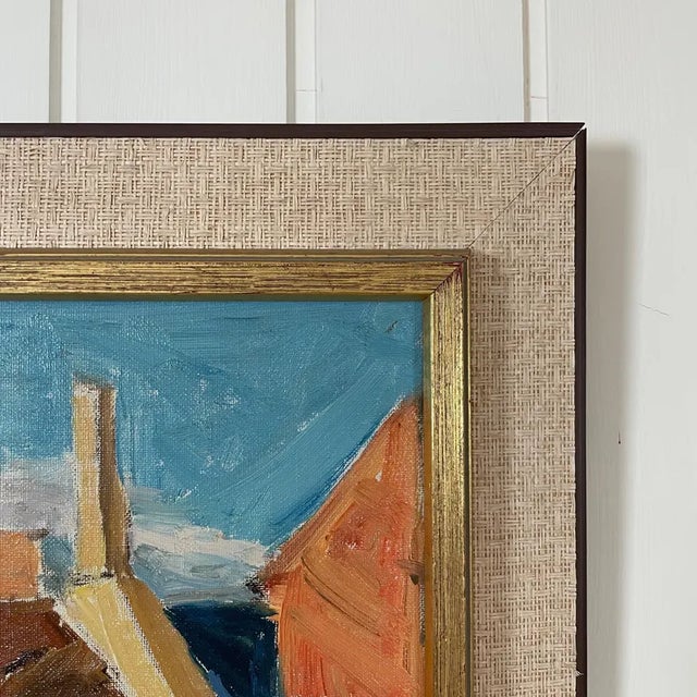 Blue Mid 20th Century Danish Modernist Village Scene by Svend Nielsen For Sale - Image 8 of 17
