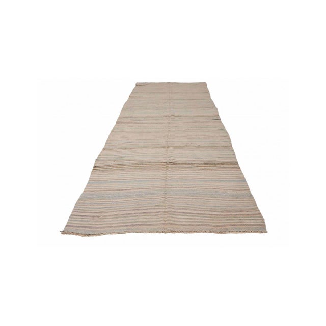 Mid-Century Modern Striped Vintage Faded Turkish Kilim Rug - 5`2″ X 14`10″ For Sale - Image 3 of 6