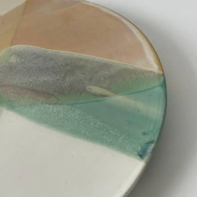 Peach Ro Ro Handmade Studio Pottery Multicolored Glazed Plate, 1960s For Sale - Image 8 of 12
