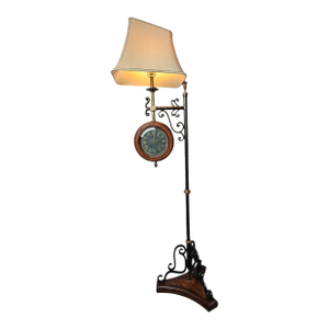 Late 20th Century Maitland Smith Floor Lamp Clock With Dimmable Switch