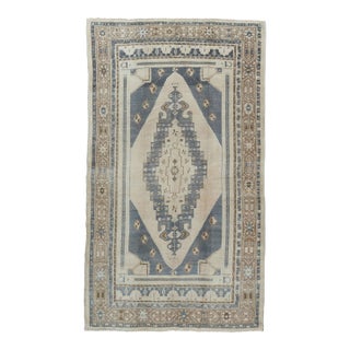 Vintage Circa 1940 Subdued Turkish Oushak Hand Woven Wool Rug 4ft 9in X 8ft 4in For Sale