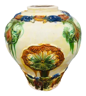 Vintage 1980s Handmade Majolica Pottery Vase