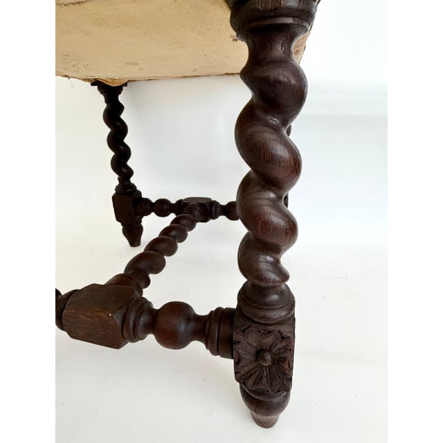 Antique French Tapestry Barley Twist Stool For Sale - Image 10 of 11