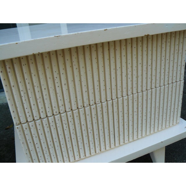 Pair of Merton Gershon-designed faux bamboo and wormwood nightstands in the highly desirable and rather rare Bali Hi line,...