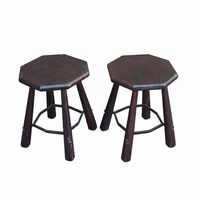 Vintage Brutalist Stools, 1970s, Set of 2 For Sale - Image 10 of 10