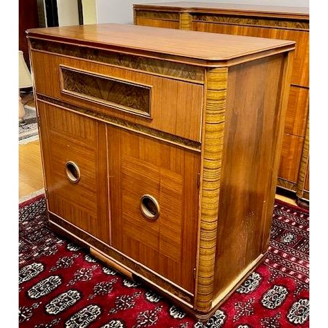 Art Deco 1920s Set of Two Exotic Wood, American Art Deco Cabinets/Dressers For Sale - Image 3 of 13