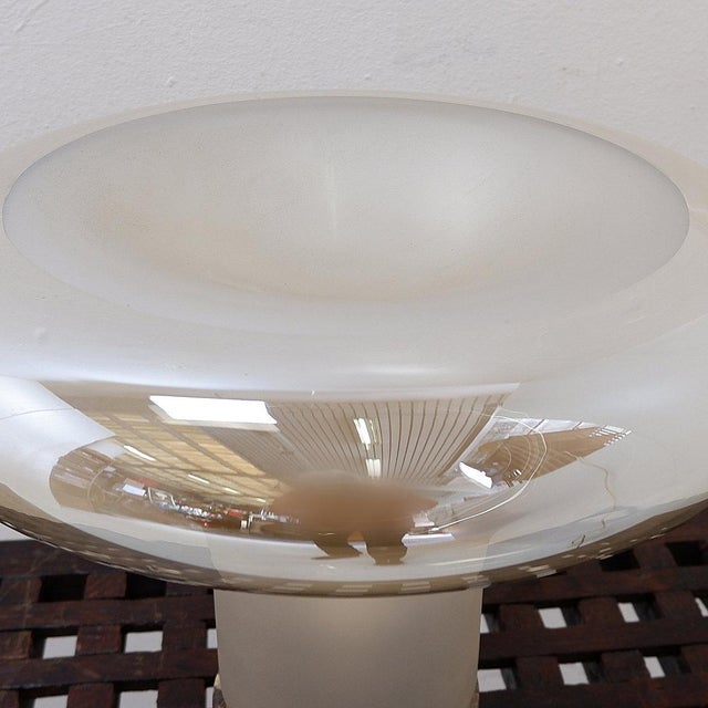 Mushroom Table Lamp with Marble Base and Opal Glass Shade For Sale - Image 4 of 14