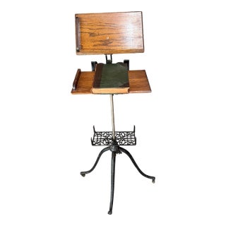 19th Century Victorian Book/Music Stand, in Oak and Iron For Sale