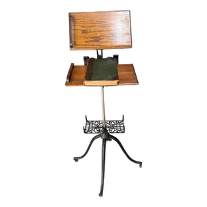 19th Century Victorian Book/Music Stand, in Oak and Iron