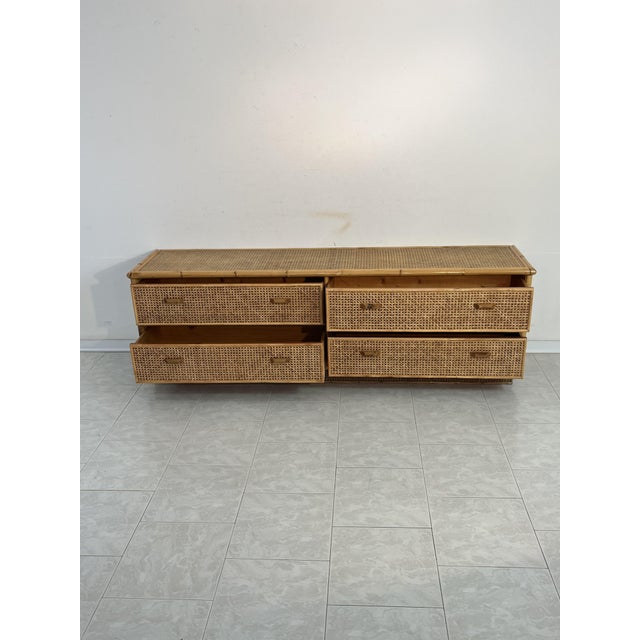 Low Rattan Chest of Drawers, Italy, 1960s For Sale - Image 6 of 8