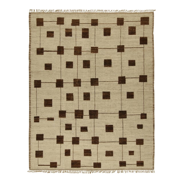 Rug & Kilim’s Modern Rug with Beige-brown Geometric Patterns - 8x10 For Sale