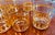 A striking set of seven vintage Culver whiskey glasses in the sought-after Antigua pattern. This glamorous mid-century...
