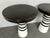 Mid-Century Modern Contemporary Pair of Black and White Ceramic Stripe Side Tables. Italy For Sale - Image 3 of 12
