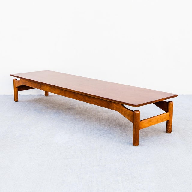 Restored 1950s Walnut Bench or Low Coffee Table Attributed to Greta Grossman For Sale - Image 12 of 18