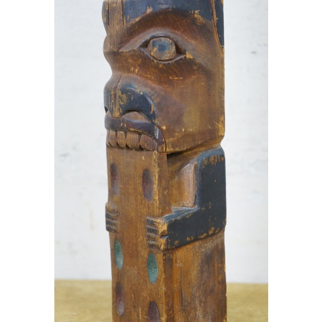 Mid 20th Century Northwest Coast Native American Haida Tiki Totem Pole Sculpture 16" For Sale - Image 6 of 13