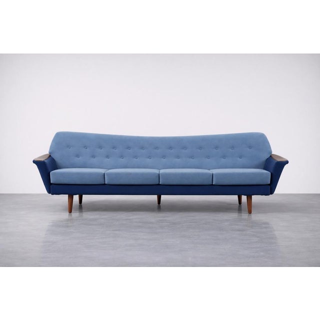 Mid-Century Modern Mid-Century Scandinavian Modern Blue Velvet Living Room Set from Holm Fabriker AB, 1960s, Set of 2 For Sale - Image 3 of 18