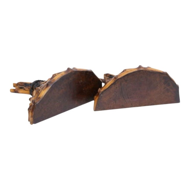 Hollywood Regency Style Composition Faux Bamboo Wall Brackets - Pair For Sale - Image 4 of 5