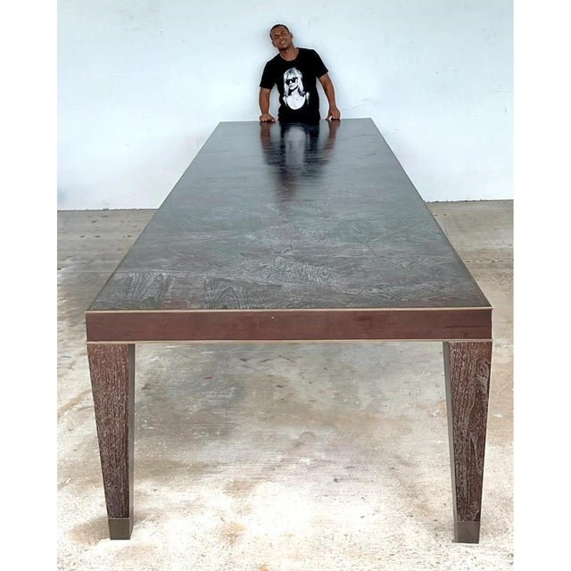 Late 20th Century Vintage Monumental 15 Ft Cerused Wood Dining Table For Sale - Image 5 of 16
