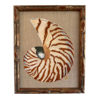 Nautilus Shell Original Oil Painting on Linen Panel by Lori Baccanari, Framed For Sale