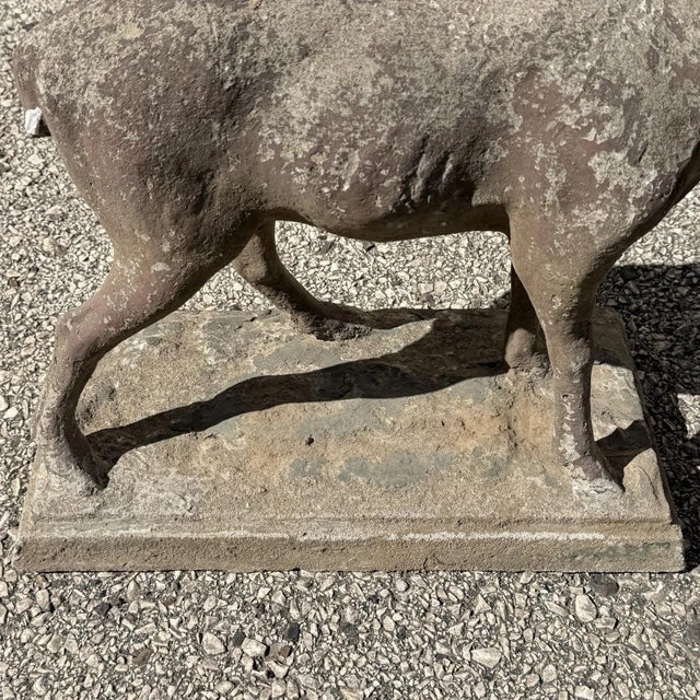 Sculpture Materials Vintage French Standing Deer Small 19" Cement Concrete Stone Garden Statue For Sale - Image 7 of 16