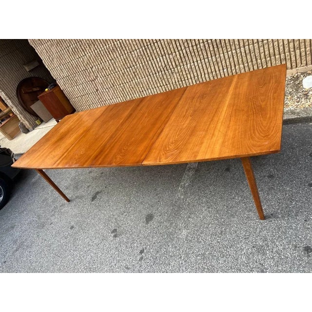 Brown Mid 20th Century Walnut Dining Table and 2 Leaves For Sale - Image 8 of 13
