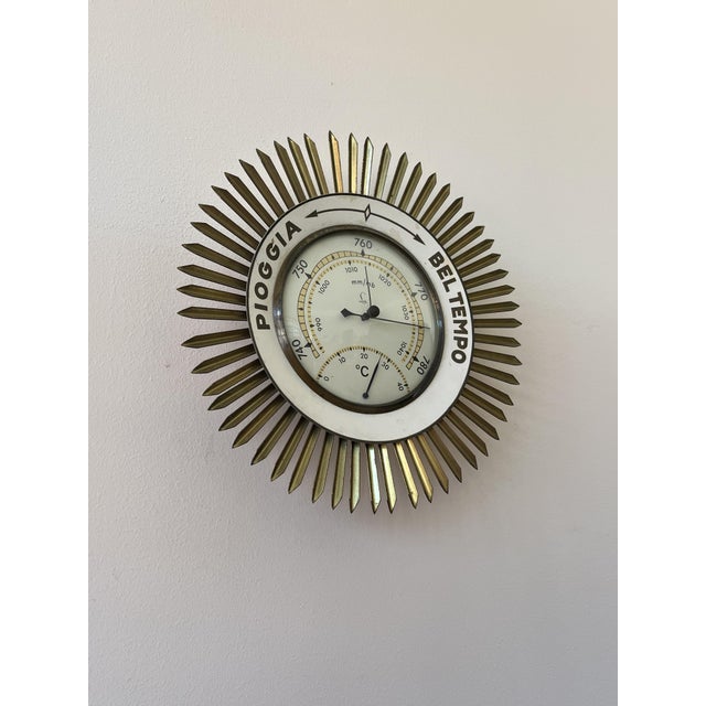 Mid-Century Modern Brass Wall Barometer, 1950s For Sale - Image 4 of 6
