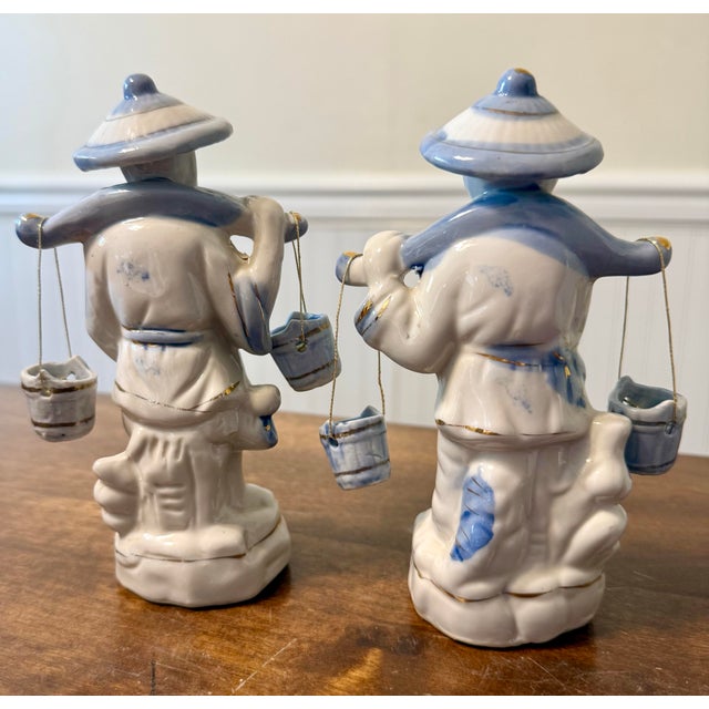1940s Chinese Blue and White Figurines For Sale - Image 11 of 12