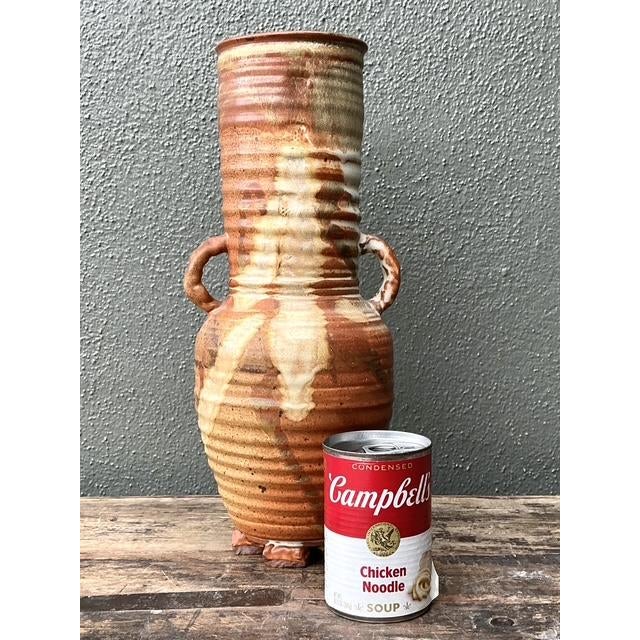 Vintage Original Studio Pottery Ribbed Vase For Sale - Image 4 of 13