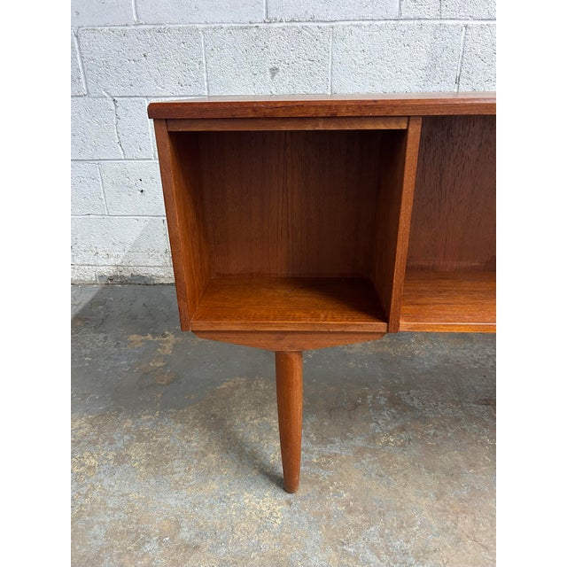 Danish Teak Mid Century Modern Freestanding Desk 1960s Bookshelf Back For Sale - Image 4 of 9