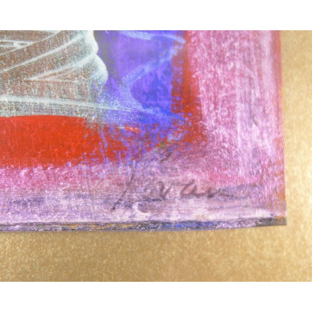 Late 20th C. Gestural Abstract Composition in Red, Violet and Gold ...