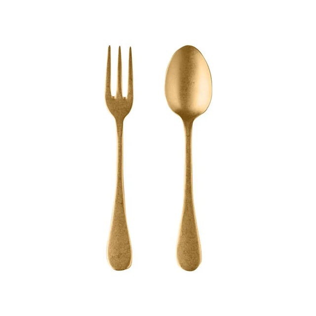 Contemporary Mepra 2-Piece Serving Set (fork & Spoon), Oro For Sale - Image 3 of 3