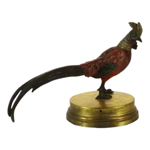Early 20th Century Austrian Cold Painted Bronze Pheasant Bird Figurine