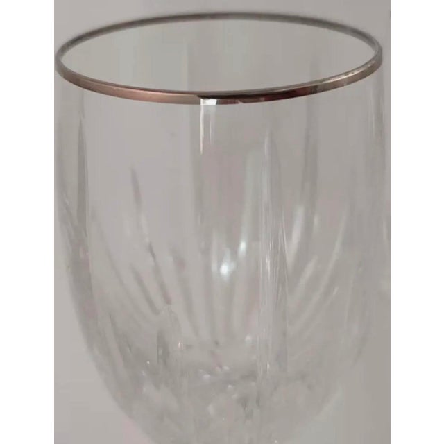 1980s Set of 6 Vintage Mikasa “Arctic Lights” 9” Cut Crystal Wine Goblets With Platinum Rim For Sale - Image 5 of 6