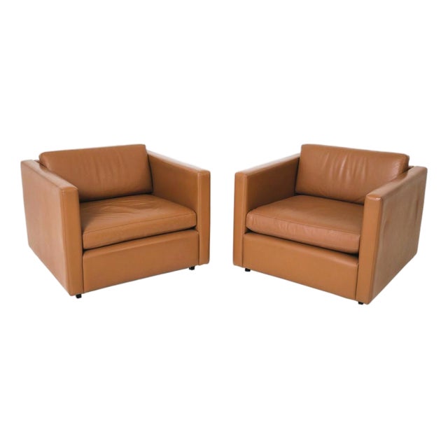 Midcentury Modern Caramel Club Chairs by Charles Pfister for Knoll - A Pair For Sale