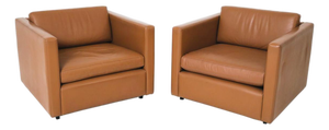 Midcentury Modern Caramel Club Chairs by Charles Pfister for Knoll - A Pair
