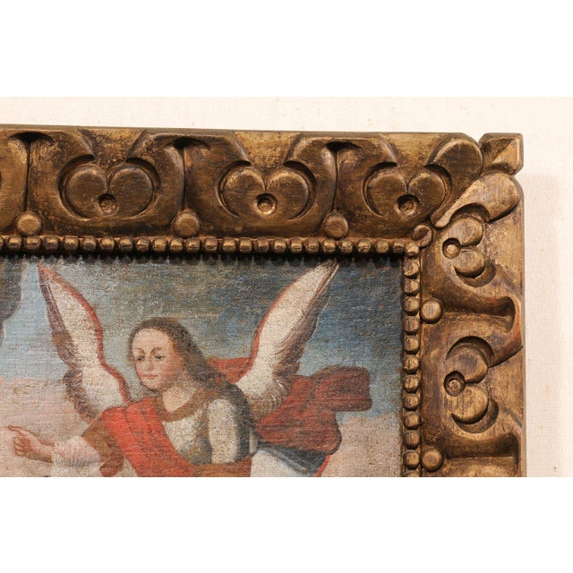 19th C. Spanish Colonial Religious Painting For Sale - Image 4 of 10