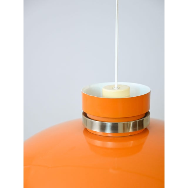 Scandinavian Pendant Lamp in Orange Plastic, 1960s For Sale - Image 6 of 9