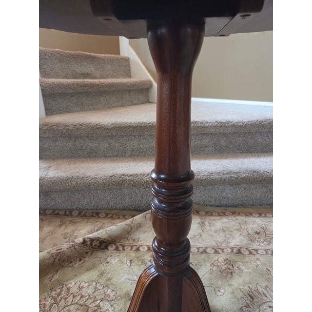 Mid 20th Century Pie Crust Tilt Top Table With Turned Tripod Base Brass Claw Feet For Sale - Image 9 of 13